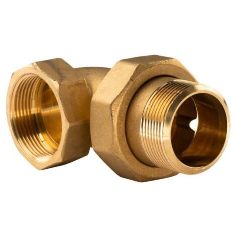 Messing Gewinde-Fitting Winkelverschraubung 90° flachdichtend 1 1/2"IG - 1 1/2"AG (DN 40) - schwere Ausführung
