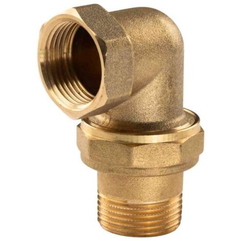 Messing Gewinde-Fitting Winkelverschraubung 90° flachdichtend 1"IG - 1"AG (DN 25) - schwere Ausführung