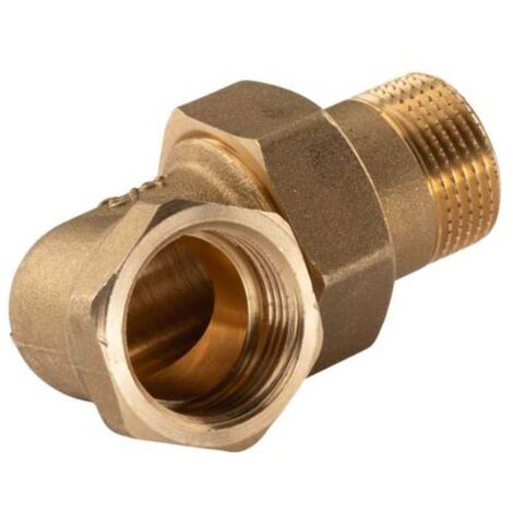 Messing Gewinde-Fitting Winkelverschraubung 90° flachdichtend 3/4" IG - 3/4"AG (DN 20) - schwere Ausführung