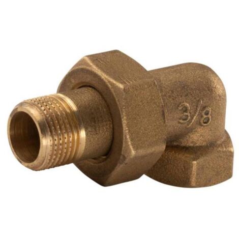 Messing Gewinde-Fitting Winkelverschraubung 90° mit O-Ring konisch dichtend 3/8"IG - 3/8"AG (DN 10) - schwere Ausführung