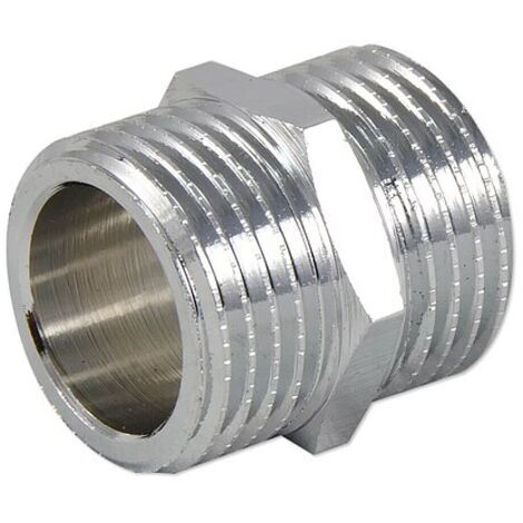 Messing Gewindefitting-Doppelnippel 1/2'' AG x 1/2'' AG - verchromt