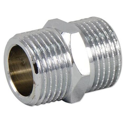 Messing Gewindefitting-Doppelnippel 3/8'' AG x 3/8'' AG - verchromt