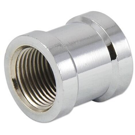 Messing Gewindefitting-Muffe 3/8'' IG x 3/8'' IG - verchromt