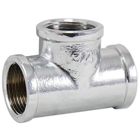 Messing Gewindefitting-T-Stück 3/4'' IG x 3/4'' IG x 3/4'' IG - verchromt