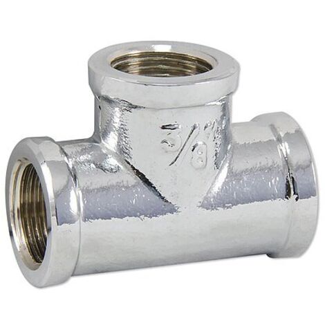 Messing Gewindefitting-T-Stück 3/8'' IG x 3/8'' IG x 3/8'' IG - verchromt