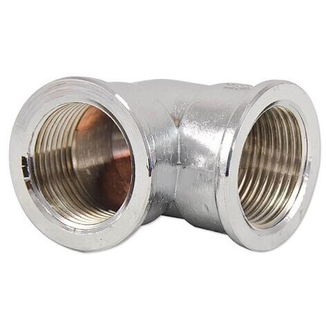 Messing Gewindefitting-Winkel 90° - 1/2'' IG x 1/2'' IG - verchromt