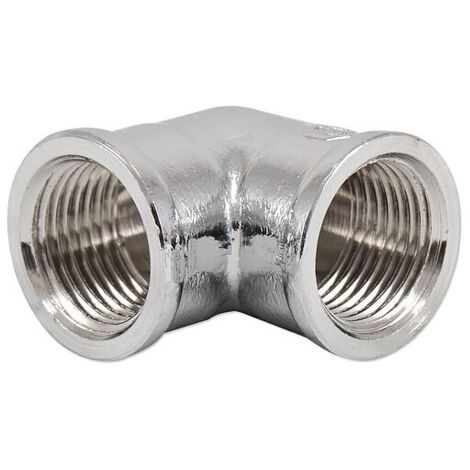Messing Gewindefitting-Winkel 90° - 3/4'' IG x 3/4'' IG - verchromt