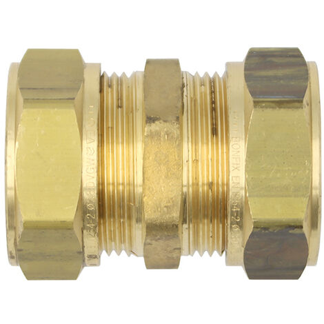 Messing Klemmverschraubung Kupplung 28 x 28 mm für Kupferrohre