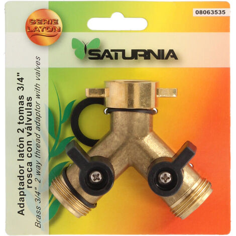 Messing-Schlauchadapter 2 3/4" männliche Einlässe und 3/4" weiblicher Einlass