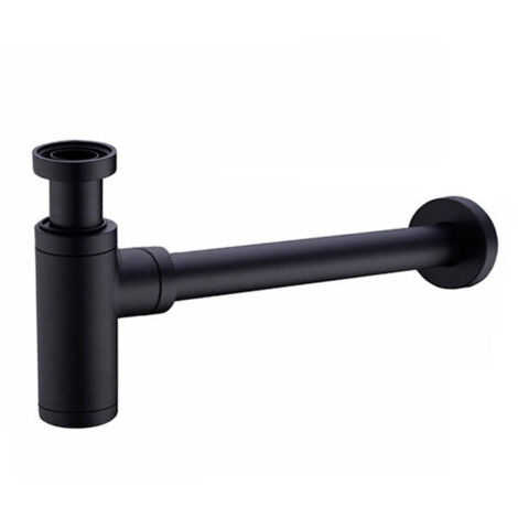 Messing-Spülbeckensiphon, Universal-Siphon-Design, einstellbarer Geruchsschutz, mattschwarz,