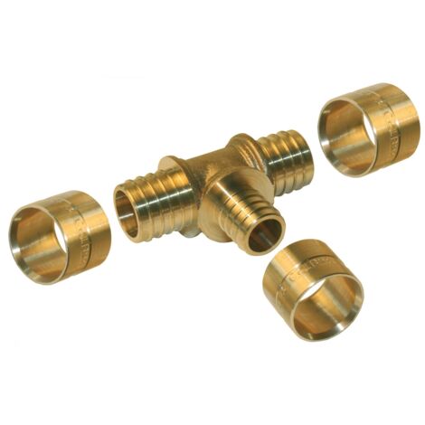 Messing T-Stück mit Messing-Schlupf D.16 für Rohr in pro QUICK PLOMBERIE