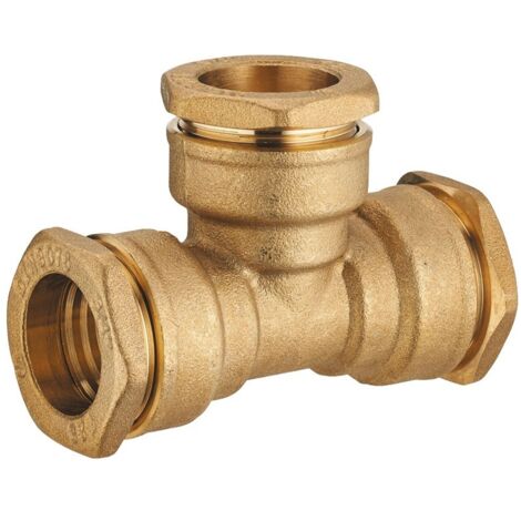 Messing T-Stück mit Vorschub d25 ply