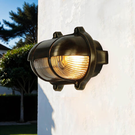 Messing Wandleuchte oval IP64 Maritim Außenlampe