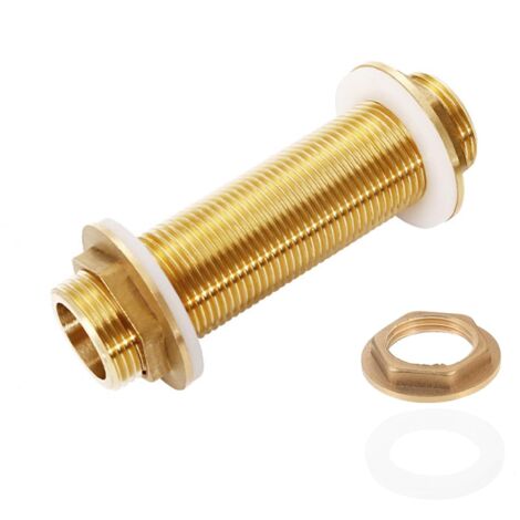 Messing-Wassertankverbinder, G3/4, 100 mm, Schlauchadapter mit 2 Silikondichtungen, Gewindeanschluss aus Messing, für Wasserhahn, Regeneimer, Regenwassertanks