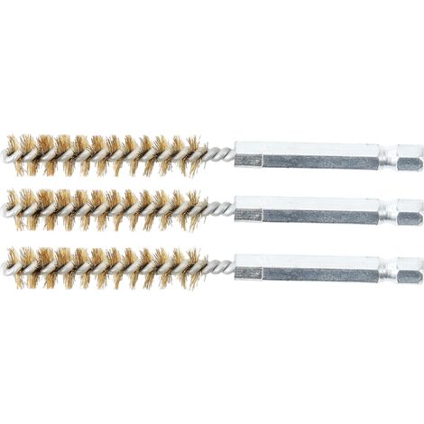 BGS TECHNIC Messingbürste 10 mm Antrieb Außensechskant 6,3 mm (1/4") 3-tlg.