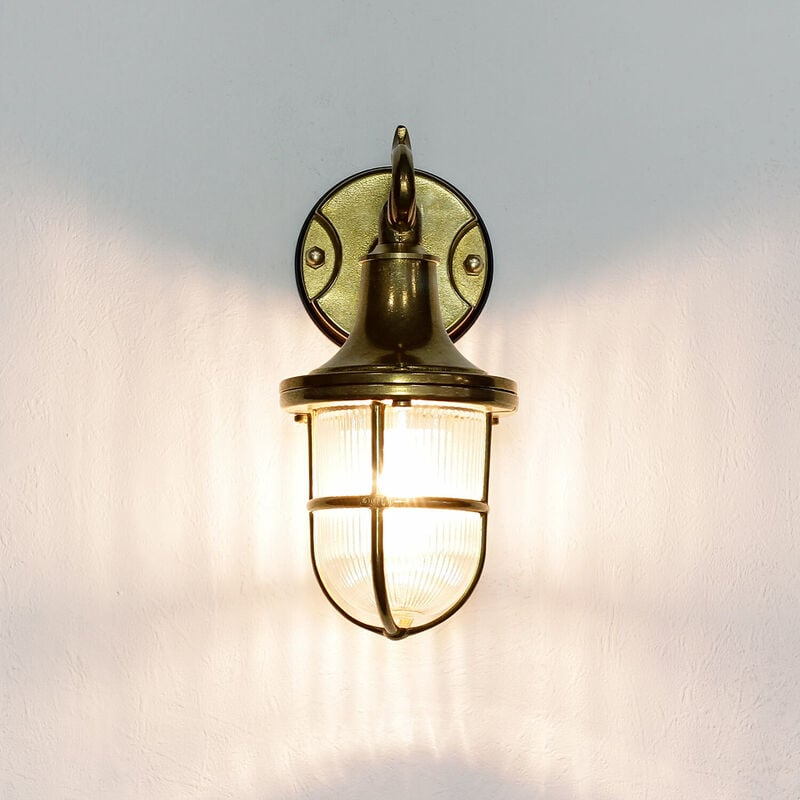 Lichterlebnisse - Messinglampe Wandleuchte SANTORIN für Außen Haus Hof - Messing