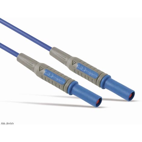 Messleitung, 2x Sicherheitsstecker, 4mm, 18AWG, blau, 0,5m, Multimeter Messleitung, Messleitung für Multimeter