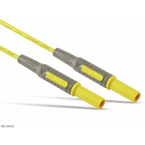 Messleitung, 2x Sicherheitsstecker, 4mm, 18AWG, gelb, 1m, Multimeter Messleitung, Messleitung für Multimeter, Multimeter Kabel, Messspitzen für Multimeter