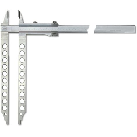 Messschieber active inox mattverchromt mit Feineinstellung mit Spitzen mit langen Schnäbeln 800x400-1/20mm