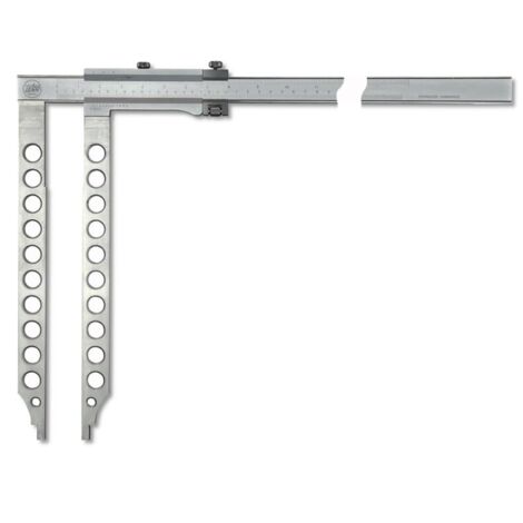 Messschieber active inox mattverchromt mit Feineinstellung ohne Spitzen mit langen Schnäbeln 800x400-1/20mm
