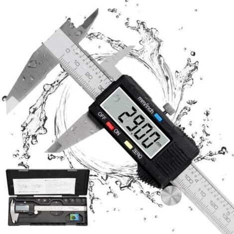 Messschieber, Digitaler Messschieber 150mm Edelstahl Großes LCD-Display Einstellbare Präzision 0.01mm, mm/inch Umrechnung, Spritzwassergeschützt
