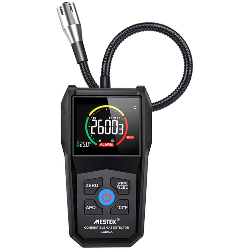 Meterk - mestek CGD02A Détecteur de gaz combustible Testeur de fuite de gaz portatif de haute précision Moniteur va Affichage inversé Alarme sonore