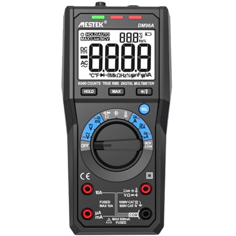 Mestek DM96A Multimètre multifonction à sélection automatique Multimètre numérique LCD HD NCV Mesure sans contact Multimètre intelligent