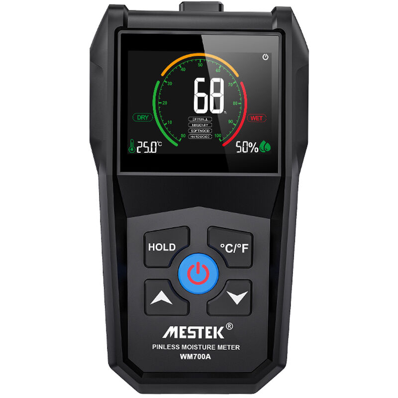 

MESTEK Pantalla de visualizacion invertida de angulo completo Medidor de humedad de madera inductivo no destructivo Temperatura ambiental Deteccion
