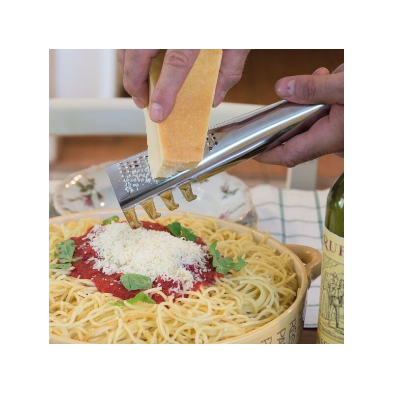 Image of Trade Shop - Mestolo Pasta Spaghetti Con Grattugia 2in1 Acciaio Formaggio Verdure Cucina