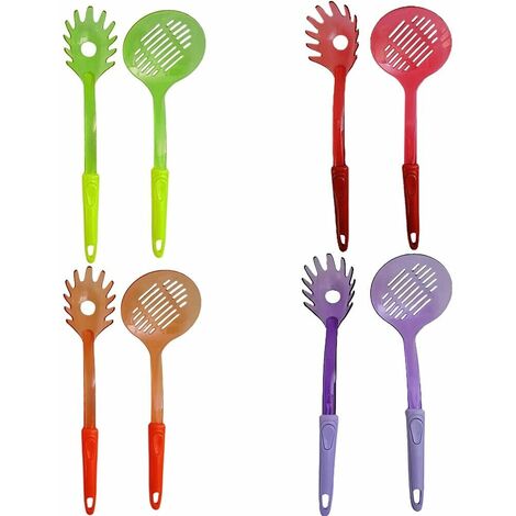 Mestolo per pasta posate forchetta schiumarola set da 2 casa cucina rosso viola verde arancione accessori forti resistenti - colorigenerali: arancio