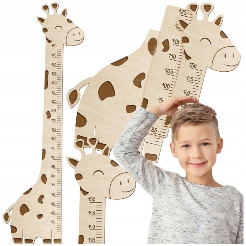 Mesure en bois MESURE DE LA HAUTEUR pour mur d'enfant GIRAFE en contreplaqué 150cm