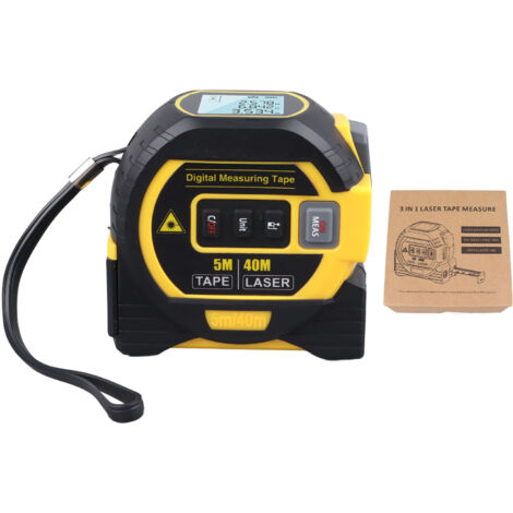 Mesure Laser 3 en 1 40m avec Télémètre Infrarouge pour Mesures Industrielles Précises Jaune