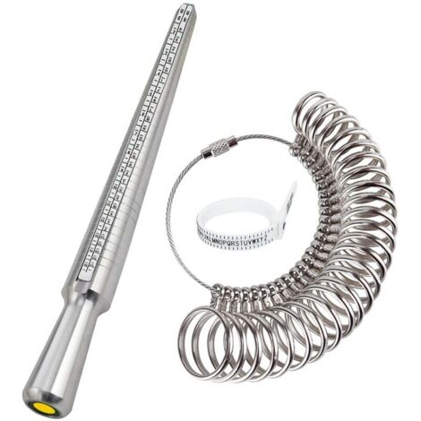 Mesure Taille Bague,Ring Sizer Anneaux Pour Mesurer Taille Doigts Pour Bagues Tailles A-Z Métal/Acier/Plastiqu