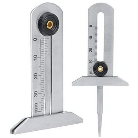 Mesure Usure Pneu, Jauge de Profondeur de Pneu en Acier Inoxydable Pneu Sécurité Règle Pneu Mètre 0-30mm pour Voiture Moto