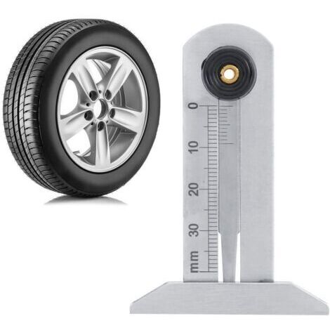 Mesure Usure Pneu, Jauge de Profondeur de Pneu en Acier Inoxydable Pneu Sécurité Règle Pneu Mètre 0-30mm pour Voiture Moto