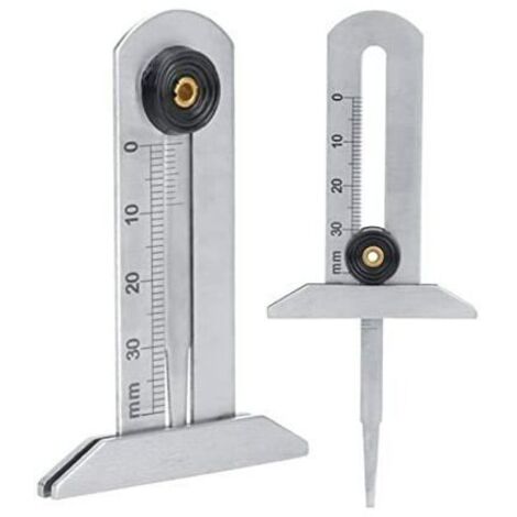 Mesure Usure Pneu, Jauge de Profondeur de Pneu en Acier Inoxydable Pneu Sécurité Règle Pneu Mètre 0-30mm pour Voiture Moto