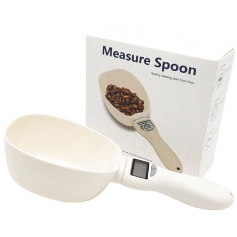 Mesurette de nourriture pour animaux 800 g/1 g pour chien et chat, balance de cuisine portable avec affichage LED (blanc)
