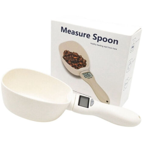 Mesurette de nourriture pour animaux 800 g/1 g pour chien et chat, balance de cuisine portable avec affichage LED (blanc)
