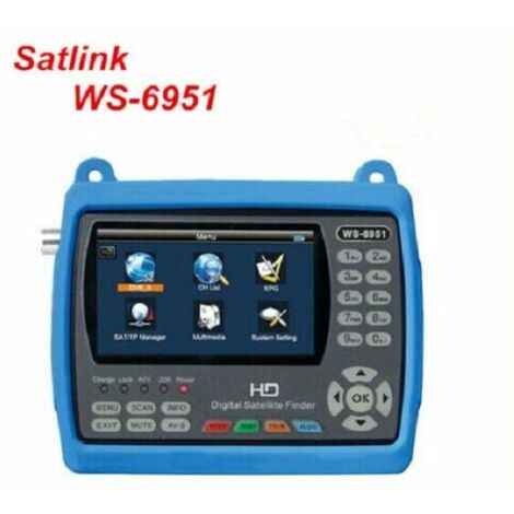 Mesureur de champ Satellite - Satlink WS 6951 - HD 4.3 LCD DVB-S2, MPEG-2/MPEG4, pour Satellites, Caméras de sécurité (avec sortie 12V et entrée AV)