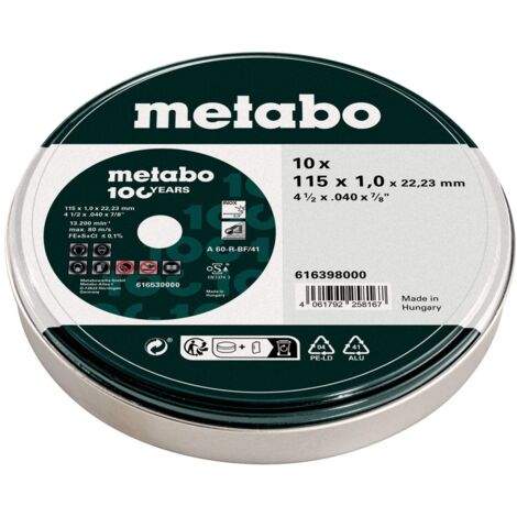 Metabo 10 Trennscheiben - SP 115x1,0x22,23 Inox, 100 Jahre