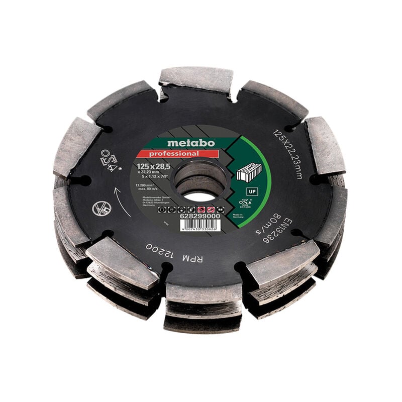 628299000 3 Row Professional up Universal Wall Chaser Blade 125 x 28.5 x 22.23mm MPT628299 - Metabo