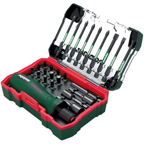 Metabo 24 Piece Socket Bit Set Ratchet Screwdriver 1/4 Hex Shank Magnetic Cased