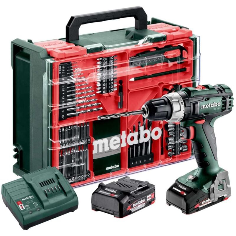 Outillage - Perceuse-visseuse sans fil 18 v avec accessoires, 2 batteries Li-Power 2,0 Ah, chargeur 602321710 - Metabo