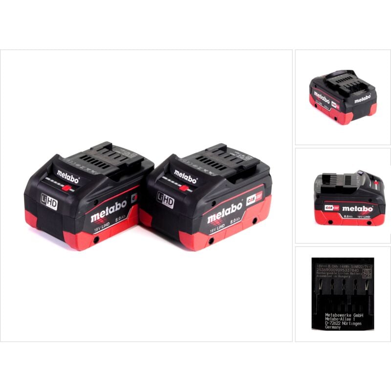 Metabo - 2x Baterías 8,0 Ah 18V LiHD (625369000)