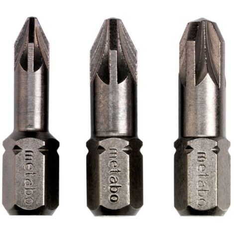 Metabo 3 Bits Pozidriv PZ 1/ 2 / 3 Torsion