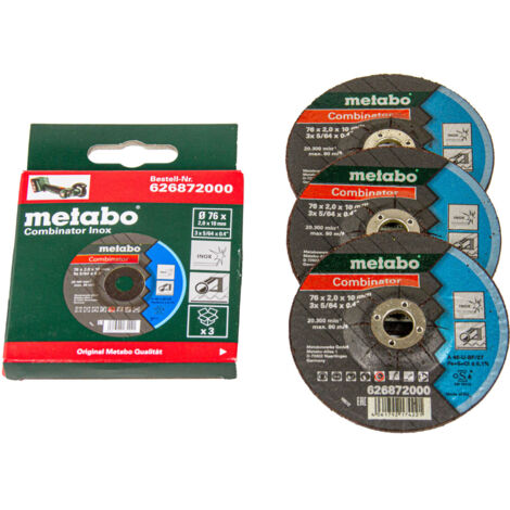Metabo 3 Combinator 76x2,0x10 mm, Inox, Trenn- u. Schruppscheibe, gekröpfte Ausführung