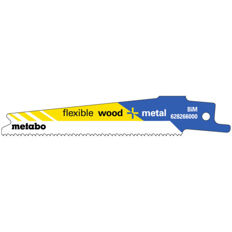 5 lames de scies sabres bois+métal série 'flexible' 100 x 0 9 mm BiM 1.41 1.81 mm14 18 tpi Metabo 5 pièces