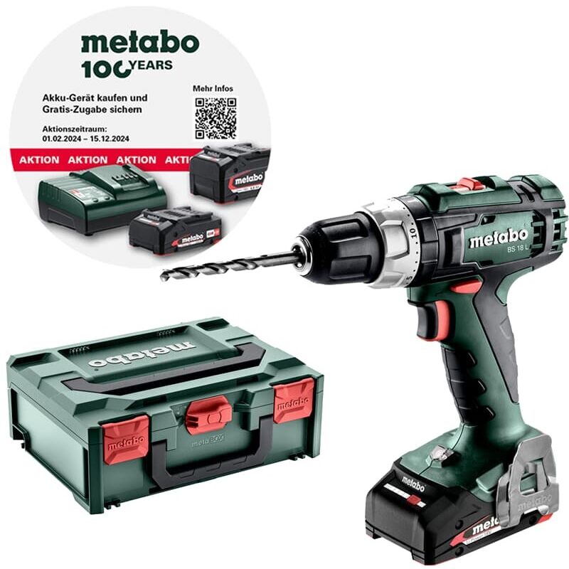 Image of Metabo - Akku-Bohrschrauber BS18L im Set mit 2x 2,0 Ah Akkus, Ladegerät und Koffer