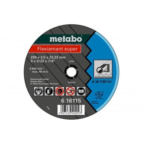 Metabo 616101000 Disco de tronzar embutido amoladora angular Flexiamant Super A36-T para metal 125x2x22,23 mm (Envase 25 Ud)