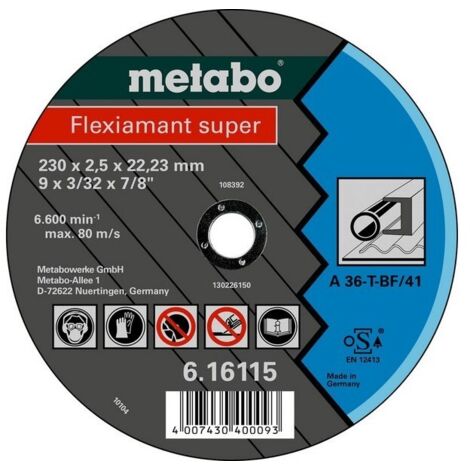 METABO 616119000 - Flexiamant Super A36-T meuleu e angulaire éparation di que pourle métal 150x2x2223mm (25 Ud conteneur)